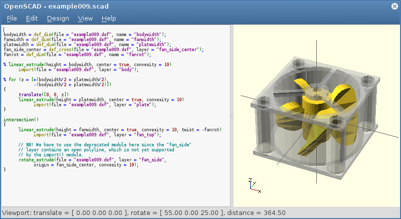 Screenshot of OpenSCAD